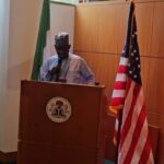 Hon. Usman Zannah making presentation during the Summit in Nigerian House, Washington DC on Tuesday, 23rd June, 2026.